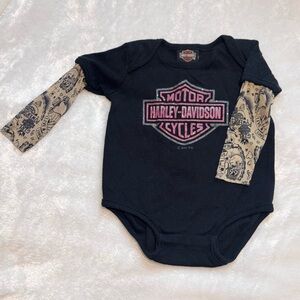 Harley-Davidson Black Onesie with Tan Tattoo Sleeves